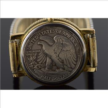 Vintage 37mm Walking Liberty Half Dollar Watch - Men's
