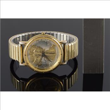 Vintage 37mm Walking Liberty Half Dollar Watch - Men's