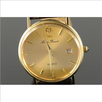 Vintage Lucien Piccard 33mm Quartz Date Wrist Watch - Men's