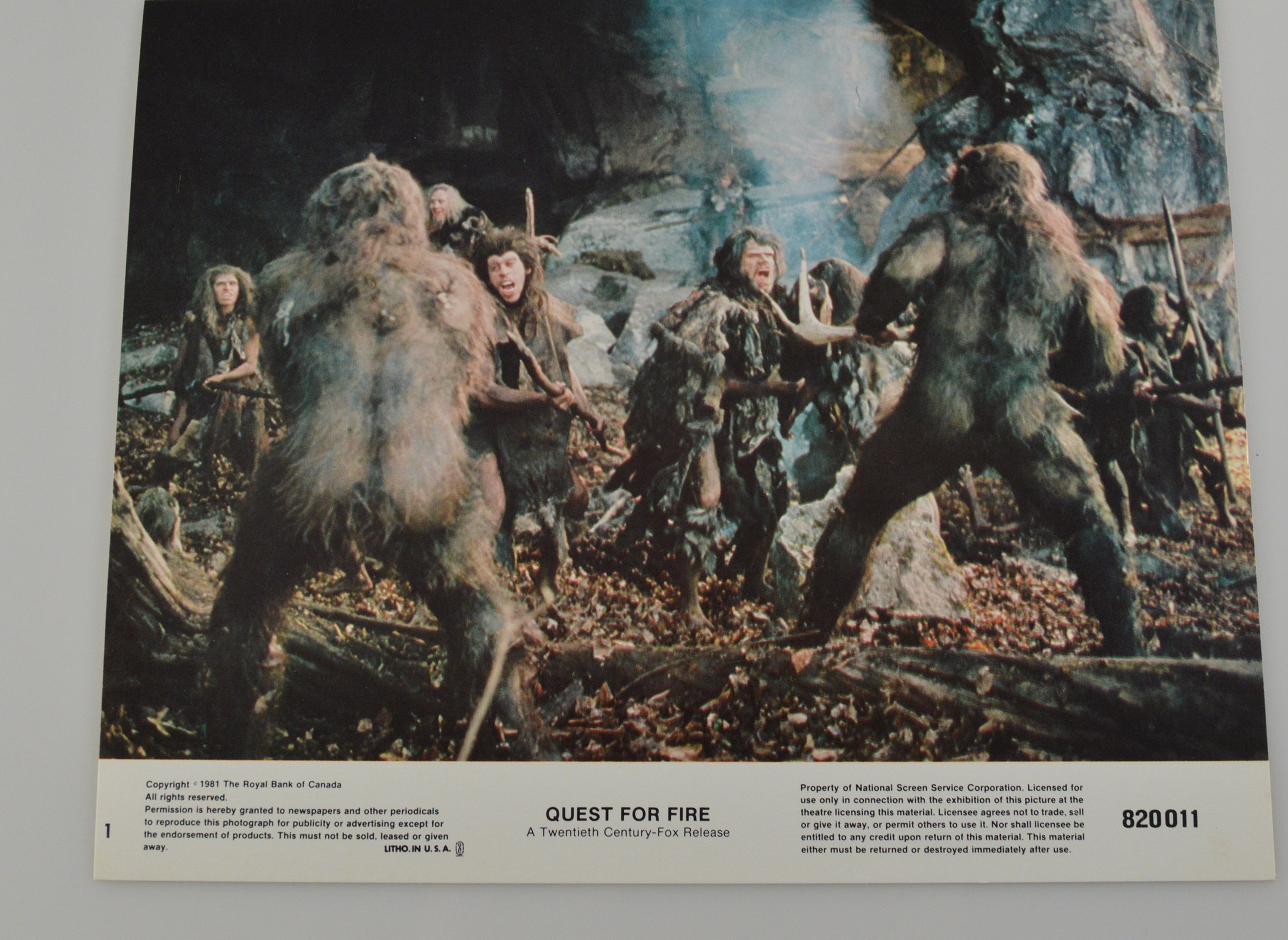 Original Vintage Movie Memorabilia "Quest For Fire" 8X10 Lobby Card