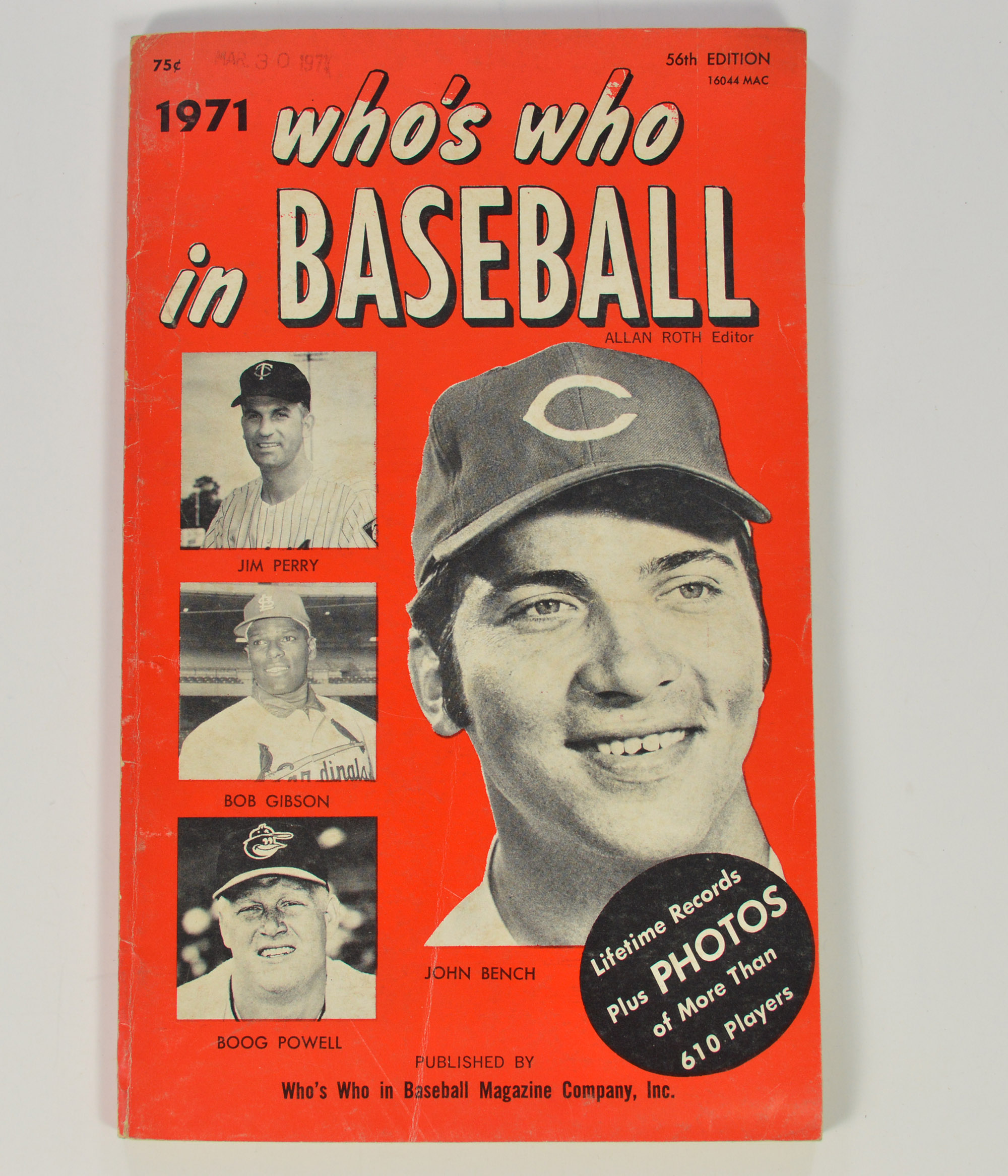 Vintage Baseball Book 1971 Who's Who In Baseball Property Room