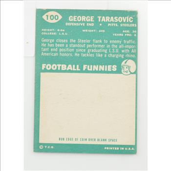 1960 George Tarasovic Pittsburgh Steelers Topps #100 Football Card