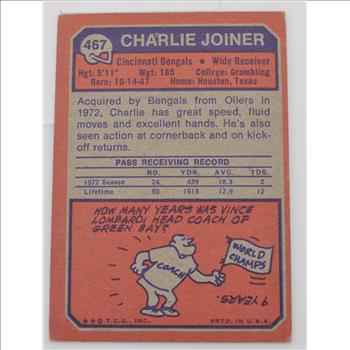 1973 Charlie Joiner Bengals Topps #467