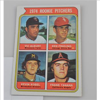 1974 Rookie Pitchers Vic Albury, Ken Frailing, Kevin Kobel, Frank Tanana Topps #605