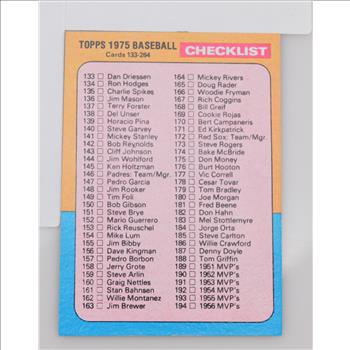 1975 Baseball Checklist Cards 133-264 Mini Topps #257
