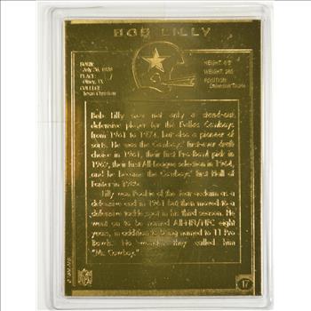 22K Gold Bob Lilly Limted Edition Danbury Mint Football Trading Card - Beautiful