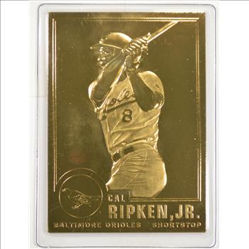 22K Gold Cal Ripken Jr. Limted Edition Danbury Mint Baseball Trading Card - Beautiful