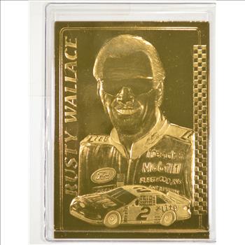 22K Gold Rusty Wallace Limted Edition Danbury Mint Nascar Trading Card - Beautiful