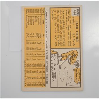 $25 BV 1963 Jack Fisher S.F. Giants Topps #474