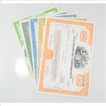 *$5 S&H* Lot of 5 Different Vintage Stock Certificates - Very Cool Art - Financial History
