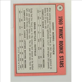1969 Twins Rookie Stars Danny Morris and Craig Nettles Topps #99