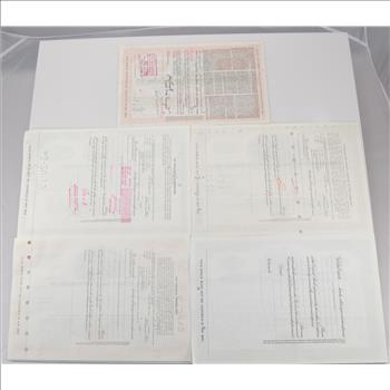 Lot of 5 Different Vintage Stock Certificates - Very Cool Art - Financial History