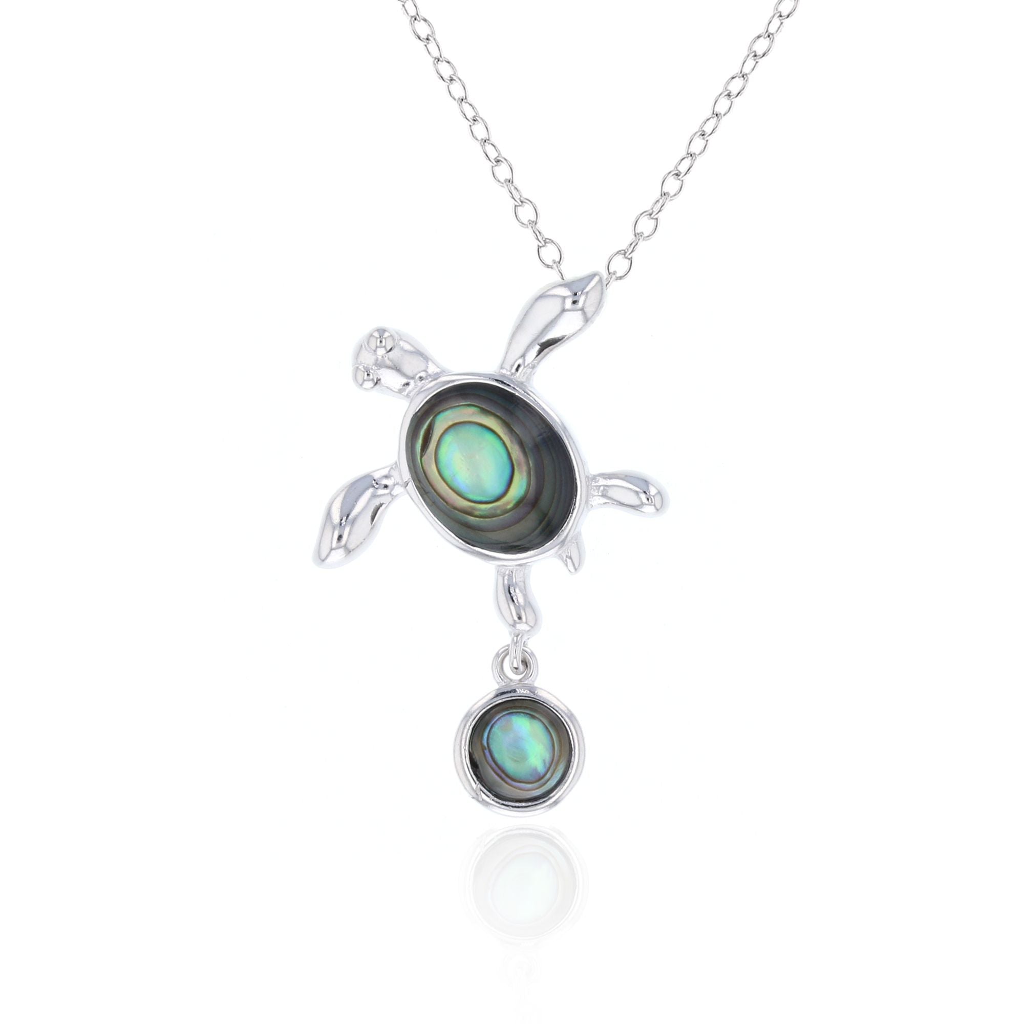 Sterling Silver Abalone Turtle Pendant with Chain Property Room