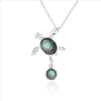 Sterling Silver Abalone Turtle Pendant with Chain