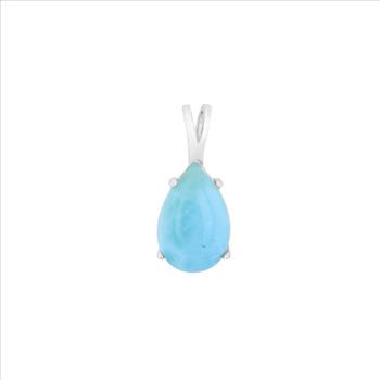 Sterling Silver Genuine Larimar Pear Shape Pendant Necklace