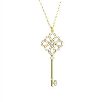 Sterling Silver Gold Plated Key Pendant Necklace