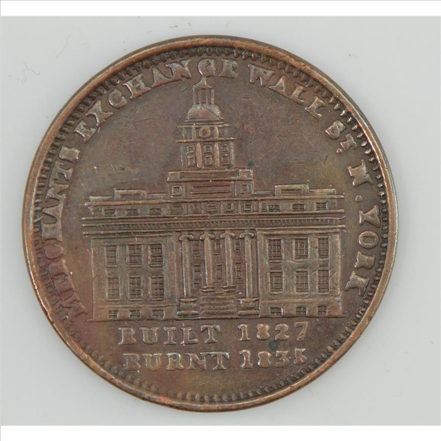 19th Century Token Merchants Exchange of Wall St New York/"Not One Cent
