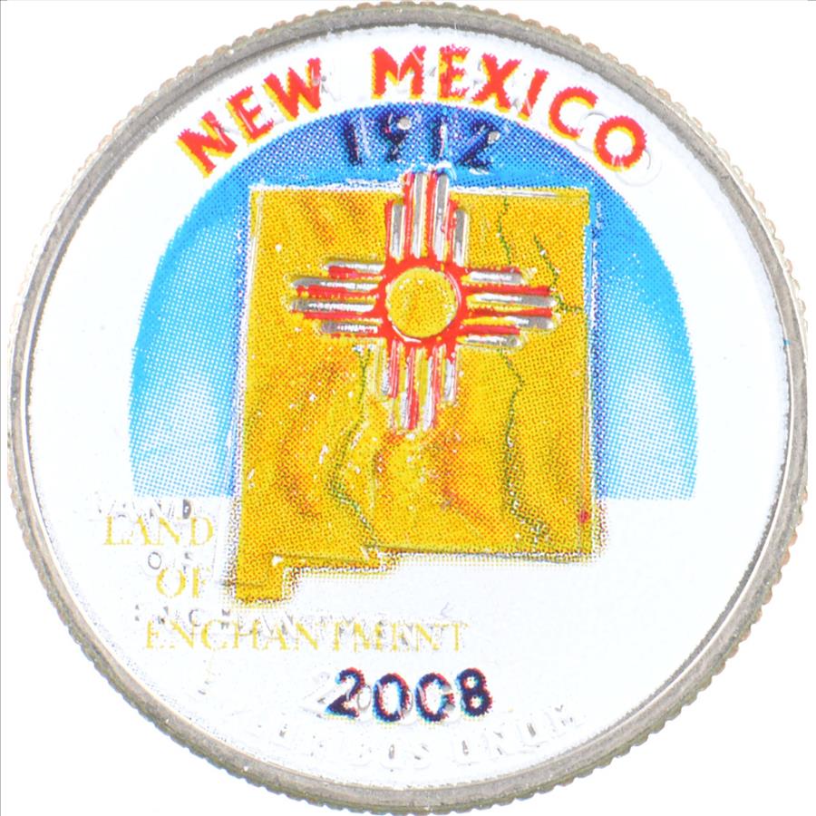 thumbnail image 2 of 2008-P New Mexico State Quarter - Uncirculated From Mint Roll + Coin Capsule 2 of 5
