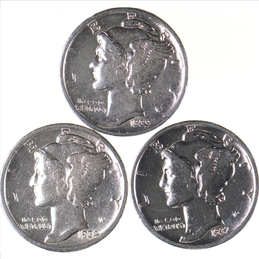 HIGH GRADE 1939 1934 1937 Mercury Silver Dime - BETTER | Property Room