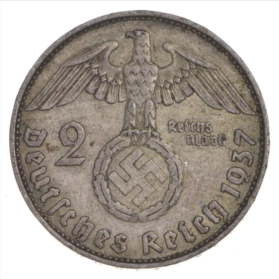 SILVER - Roughly the Size of a Quarter - 1937 Germany 2 Reichsmark ...