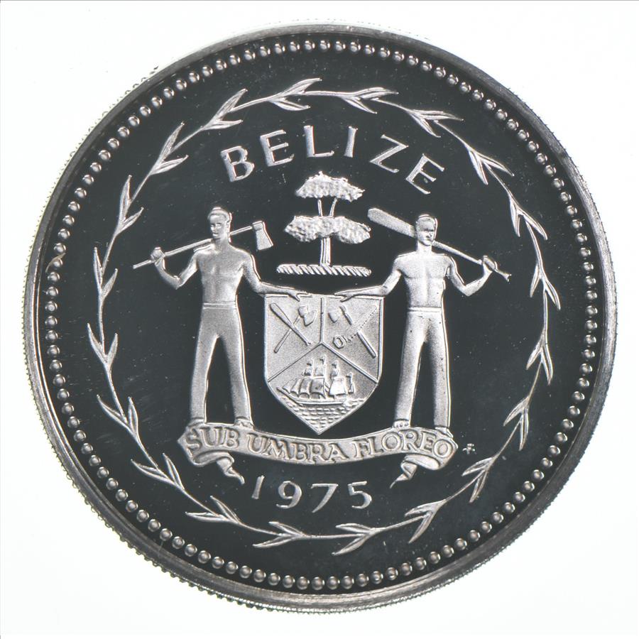 SILVER Roughly the Size of a Quarter 1975 Belize 25 Cents World