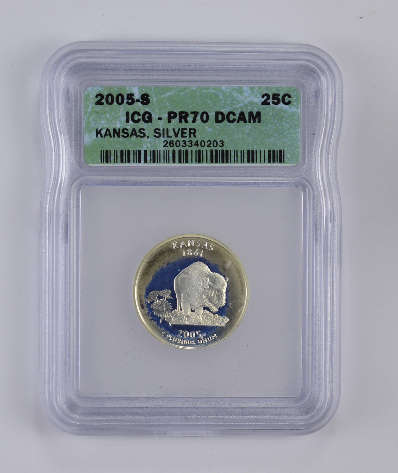 PR70 DCAM 2005S Kansas Silver State Quarter Graded ICG Property Room