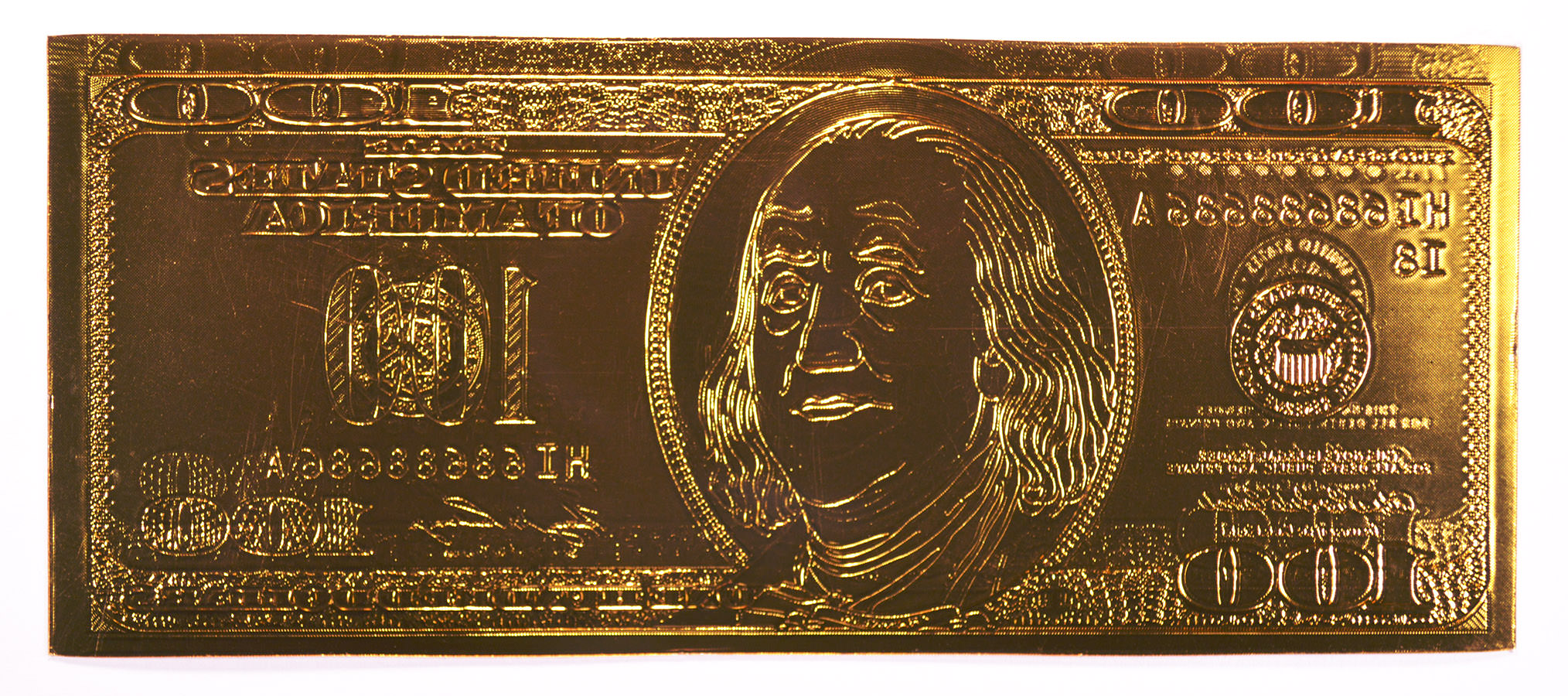 100 Benjamin Franklin 24k Gold Foil Note Funny Money Property Room