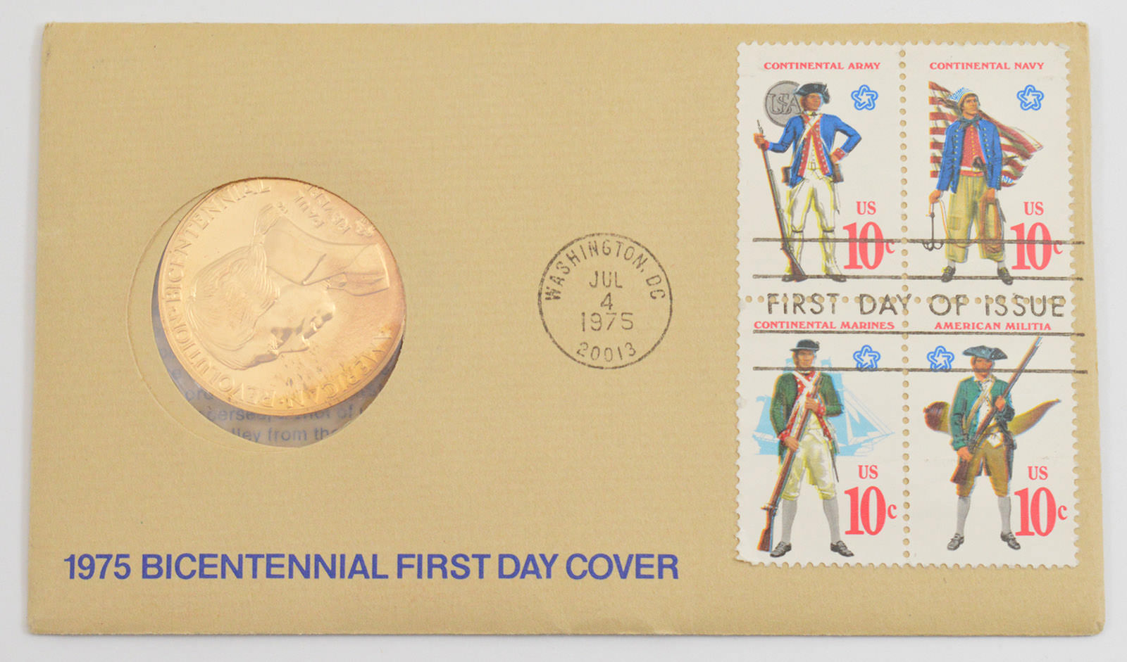 17761976 BiCentennial American Revolution US Mint Coin & Stamp Cover