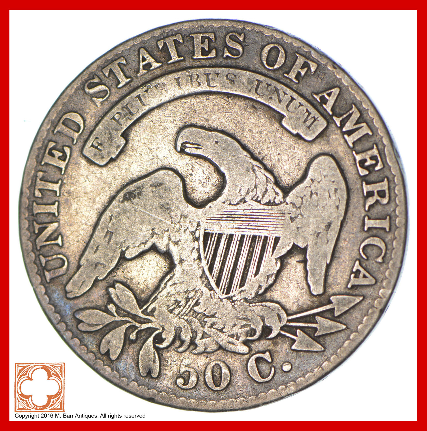 1833 Capped Bust Silver Half Dollar Property Room