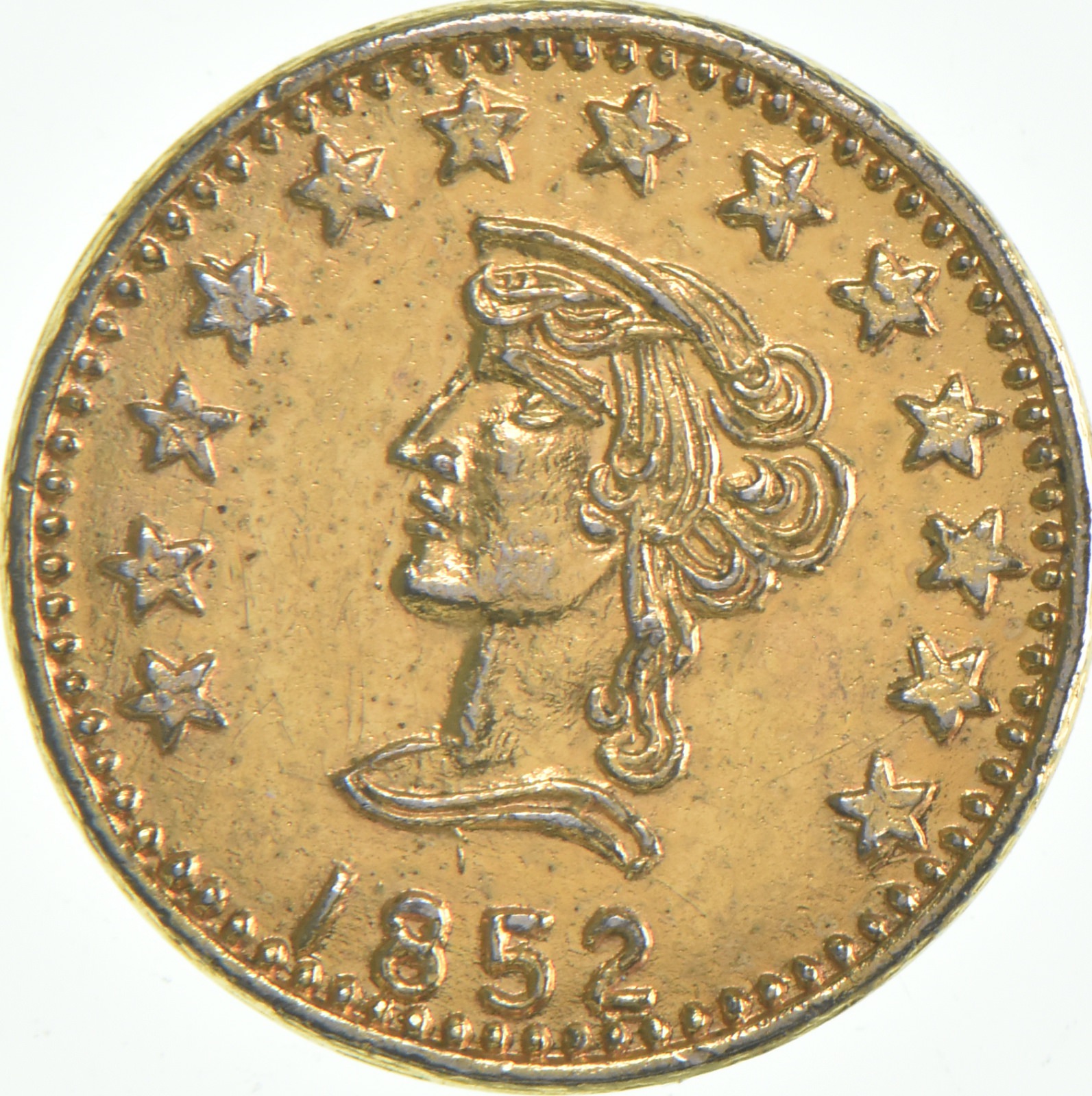 1852 Liberty Round California Gold Rush Souvenir Token Property Room