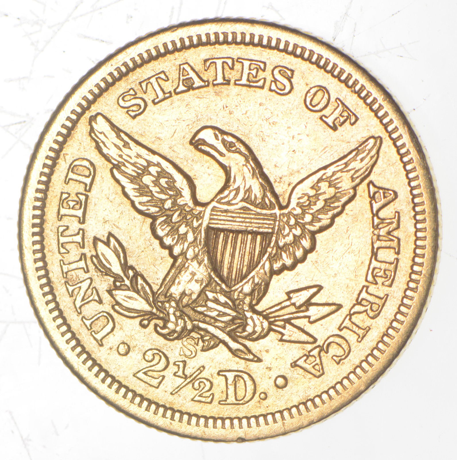 1857S 2.50 Liberty Head Gold Quarter Eagle Property Room
