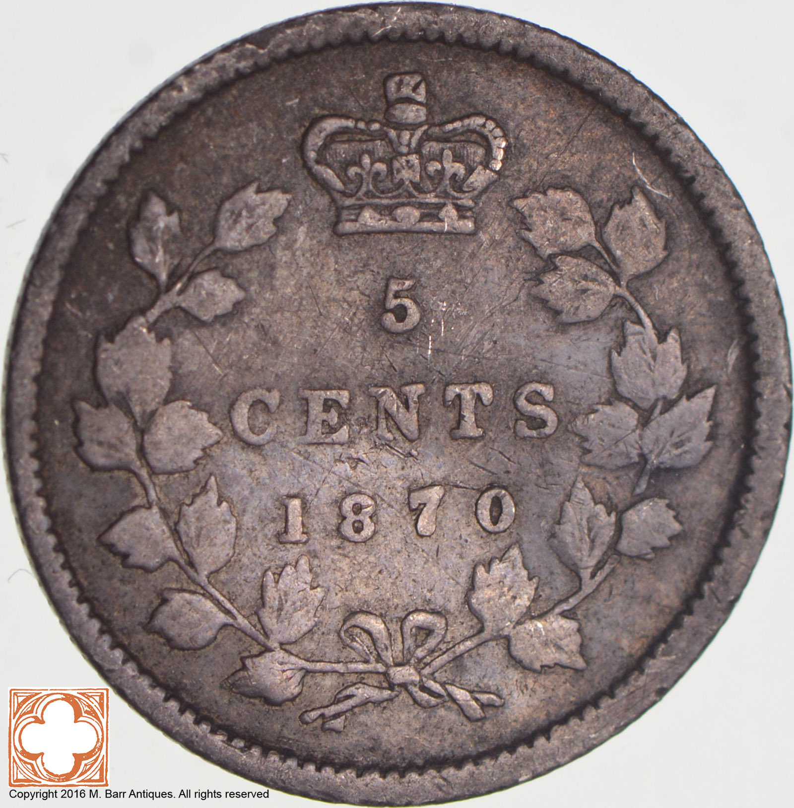 1870 Canada 5 Cents Property Room