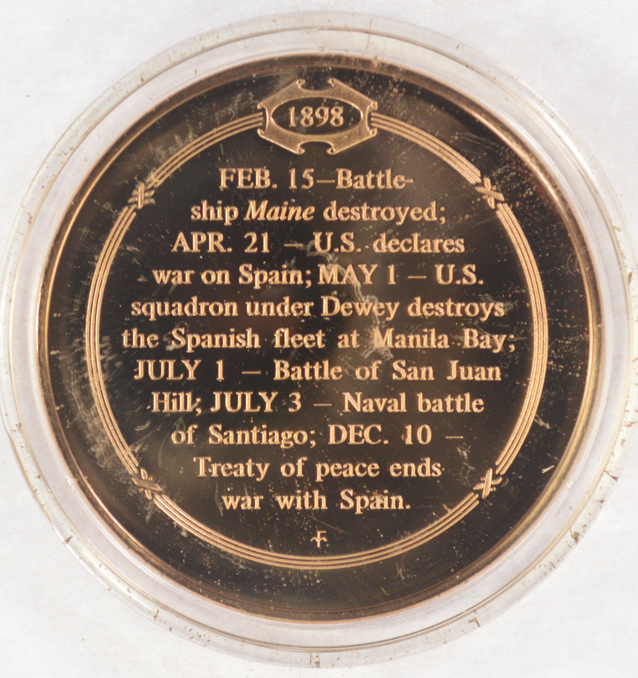 1898 SpanishAmerican War Bronze Historic Commemorative Medal