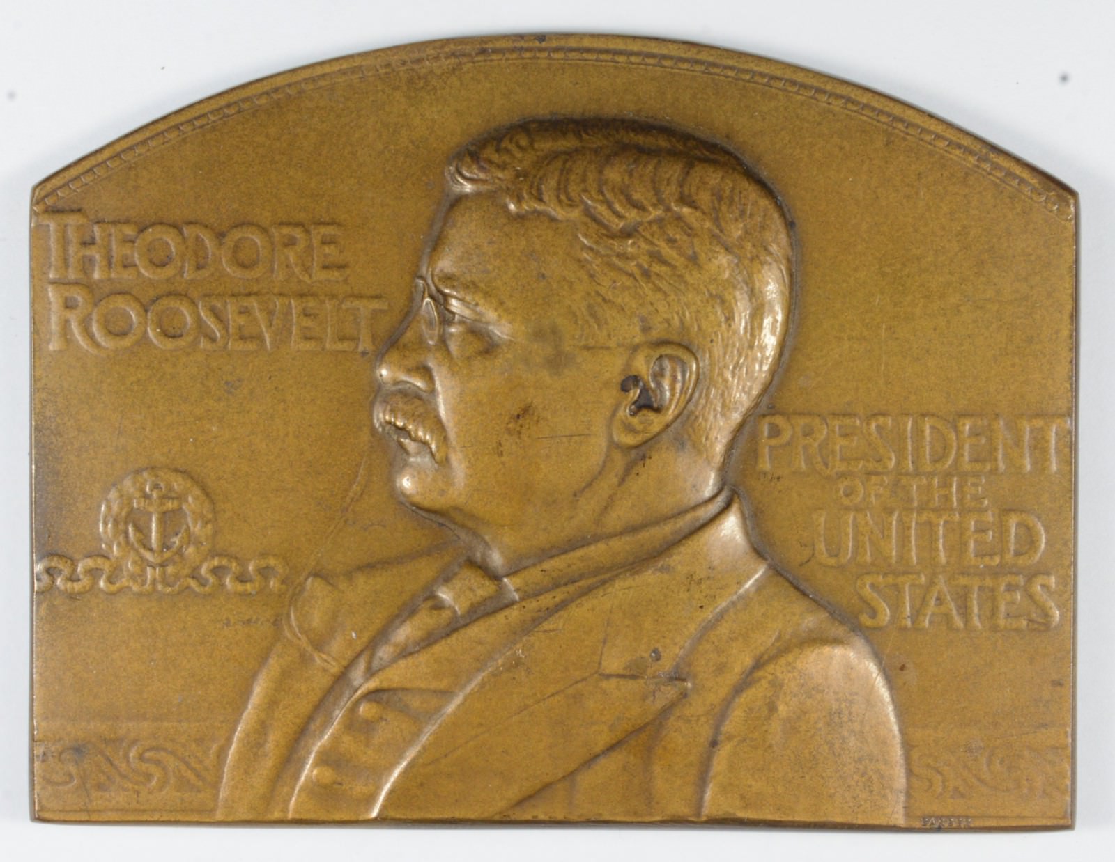 1907-Dated Theodore Roosevelt - Hampton Roads Bronze Plaque | Property Room, image size:1600x1238