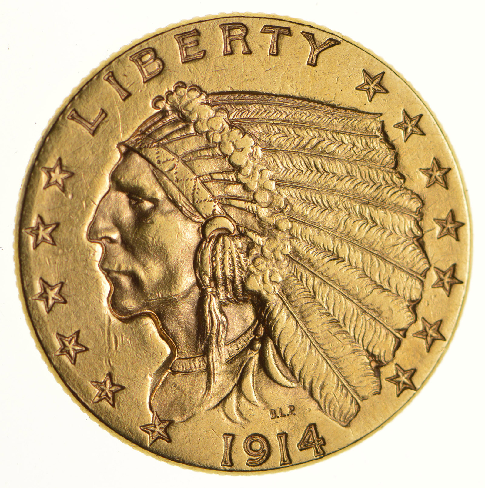 1914 2.50 Indian Head Gold Quarter Eagle Choice Property Room