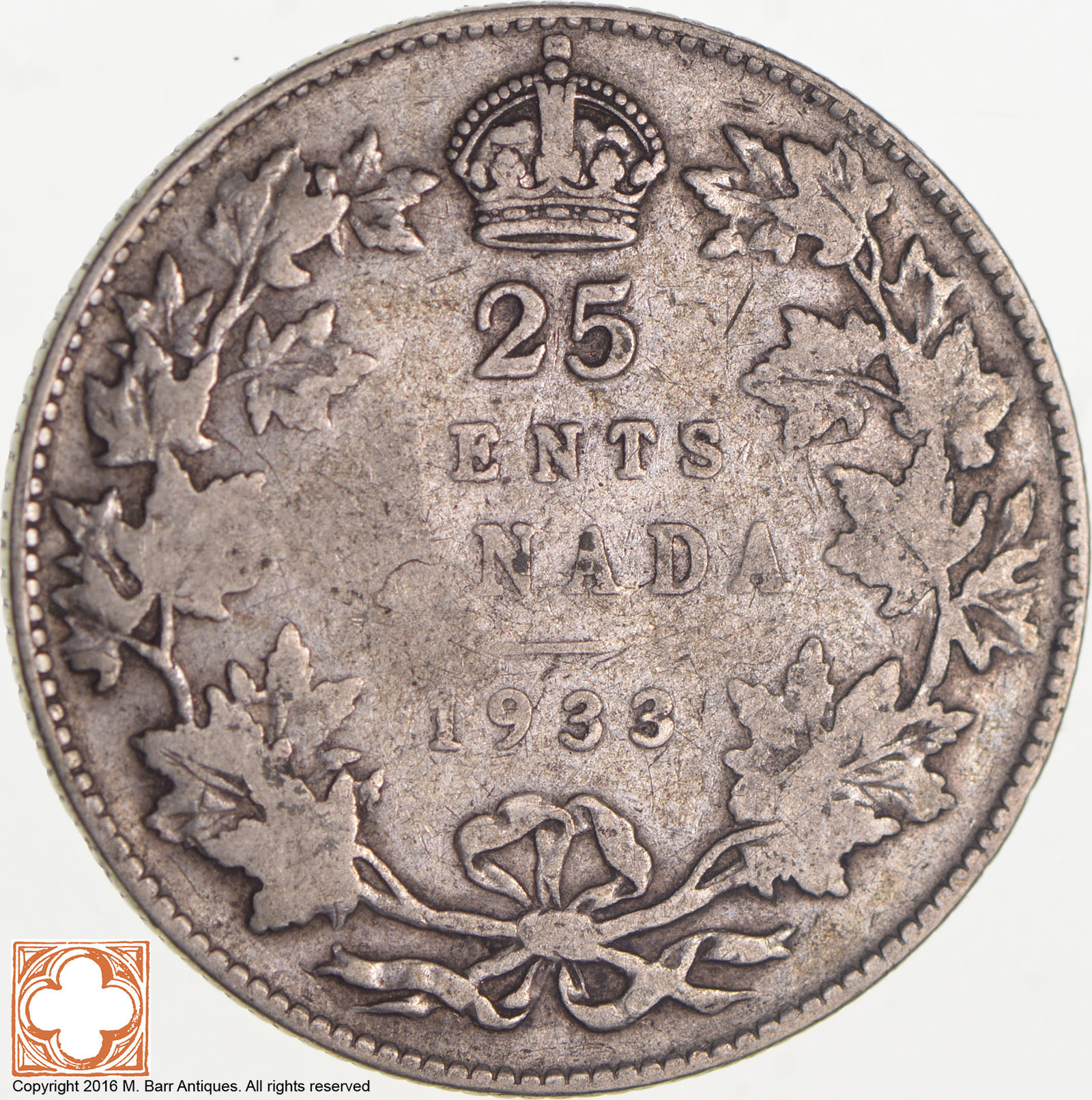 1933 Canada 25 Cents Property Room