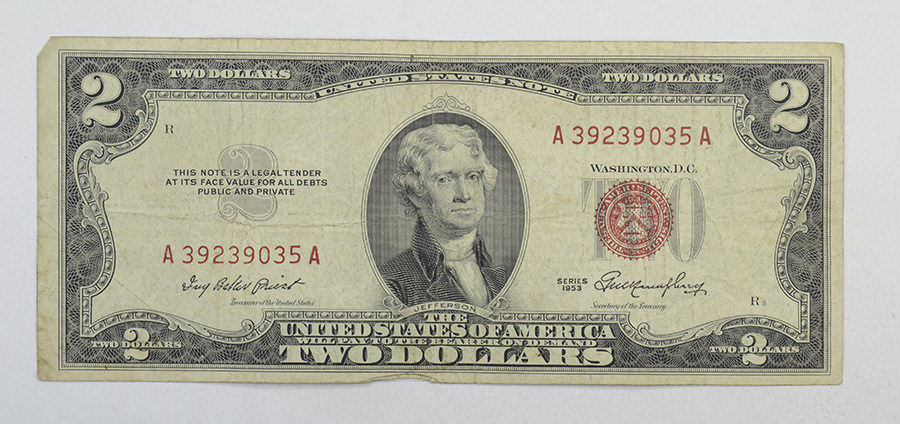 1953 $2.00 Red Seal United States Currency Note | Property Room