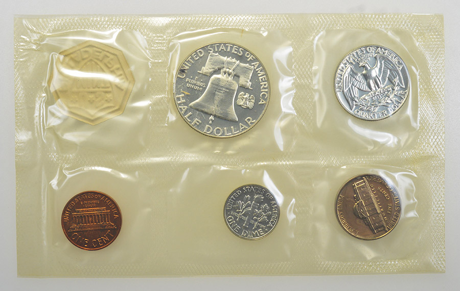 1961 US Proof Set - 5 Coins Penny Nickel Dime Quarter Half Dollar ...