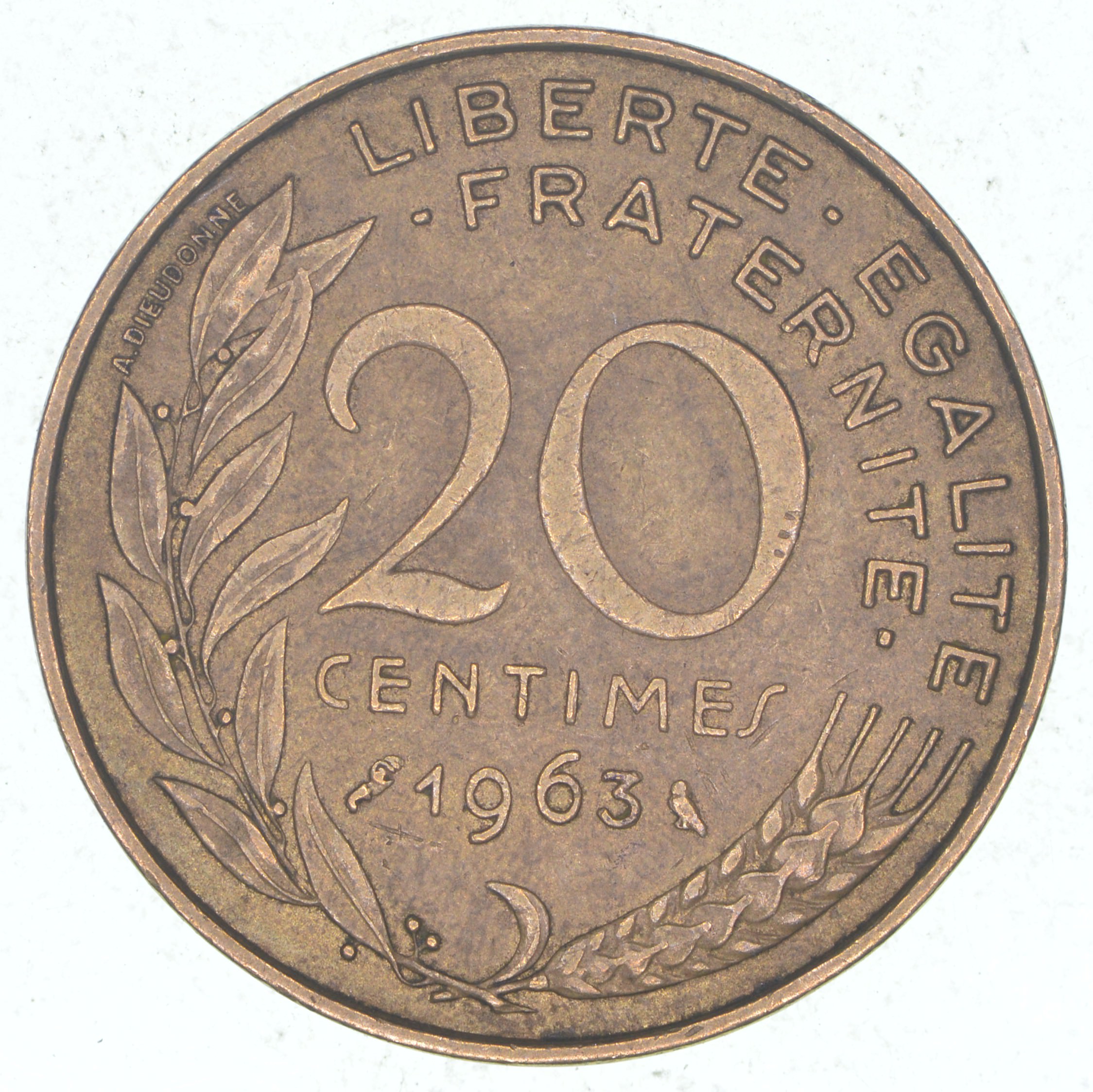 Pièce de monnaie 20 centimes Marianne 1963 République Française