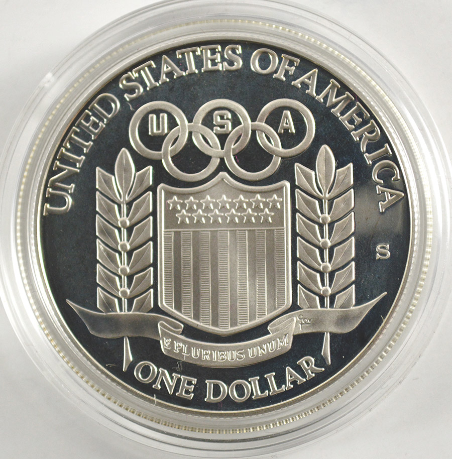 1992 United States Olympic Commemorative Baseball Proof Silver Dollar w