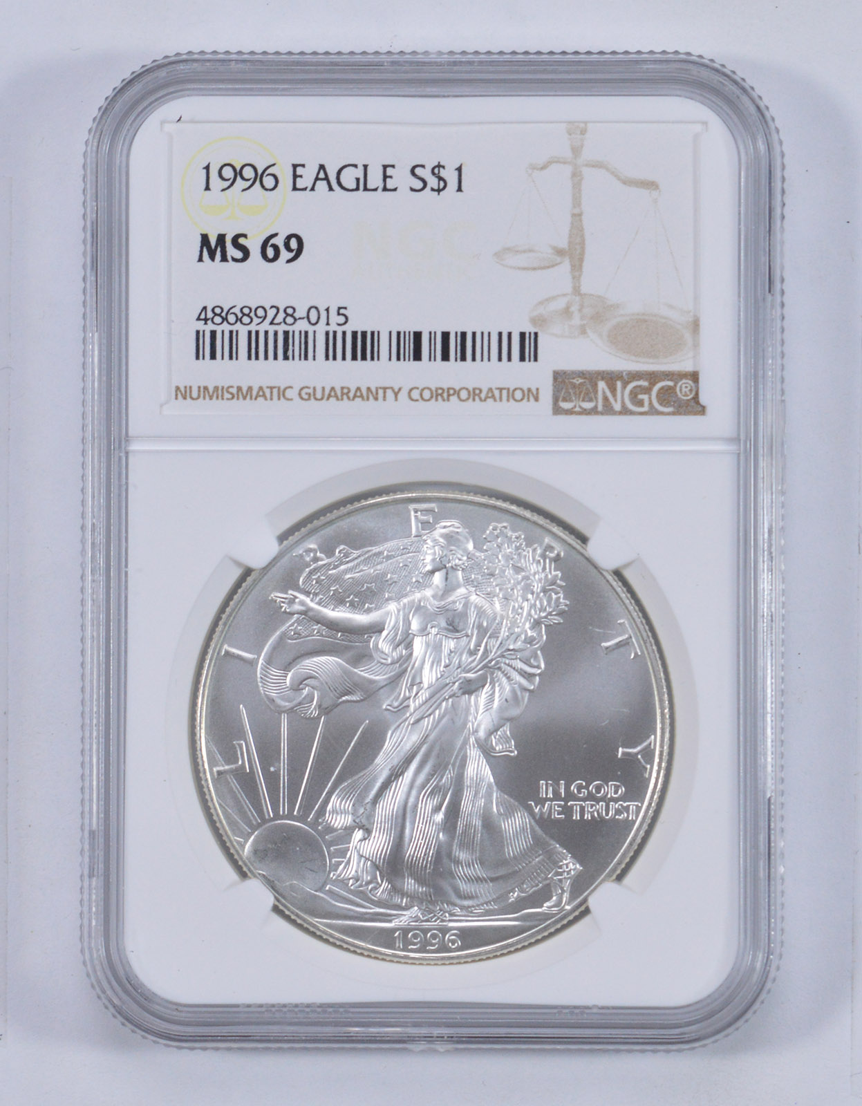 American Silver Eagle Brown Label Dollar MS69 NGC 1996