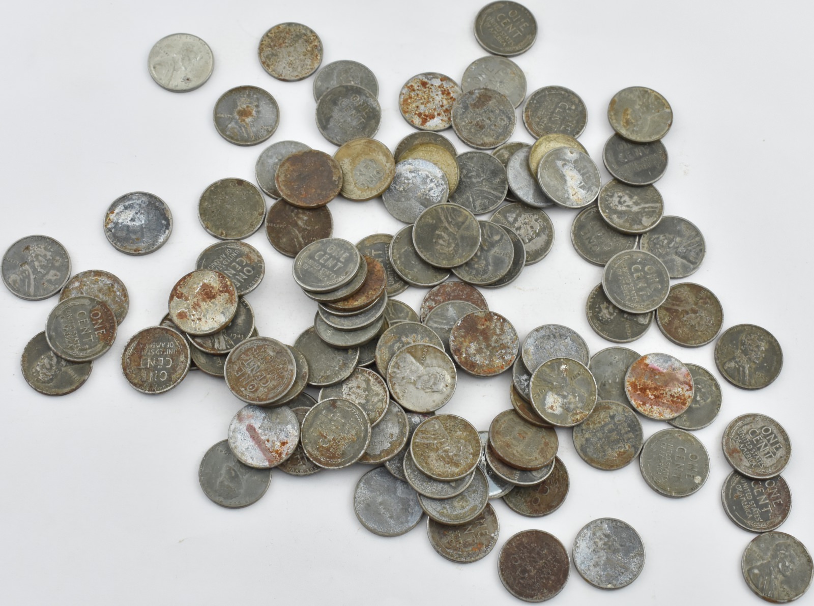1943-S Lincoln Cent Steel Penny USA World War II, Silver Color