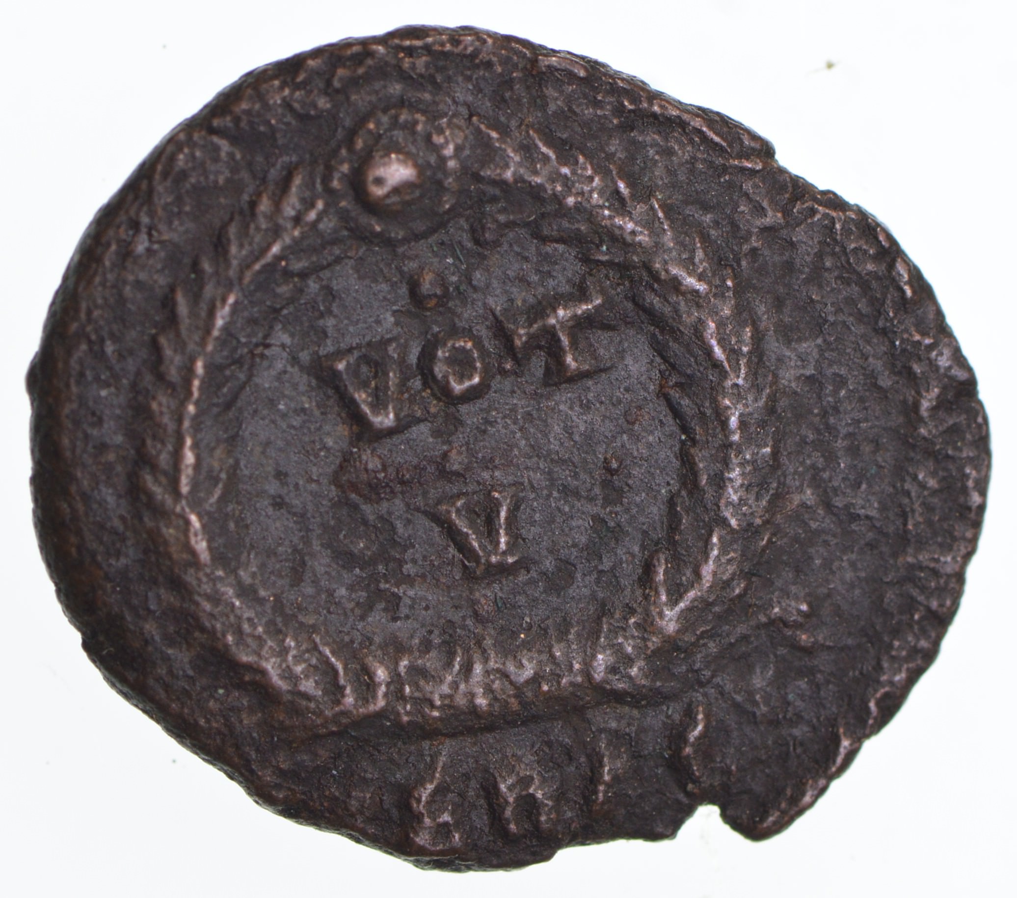 200400AD Genuine Roman Ancient Bronze VOT V Coin Property Room