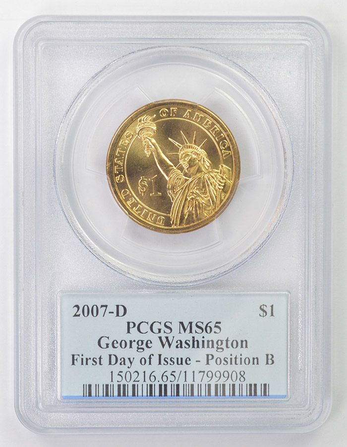 2007-D George Washington MS-65 First Presidential Dollar PCGS Graded ...