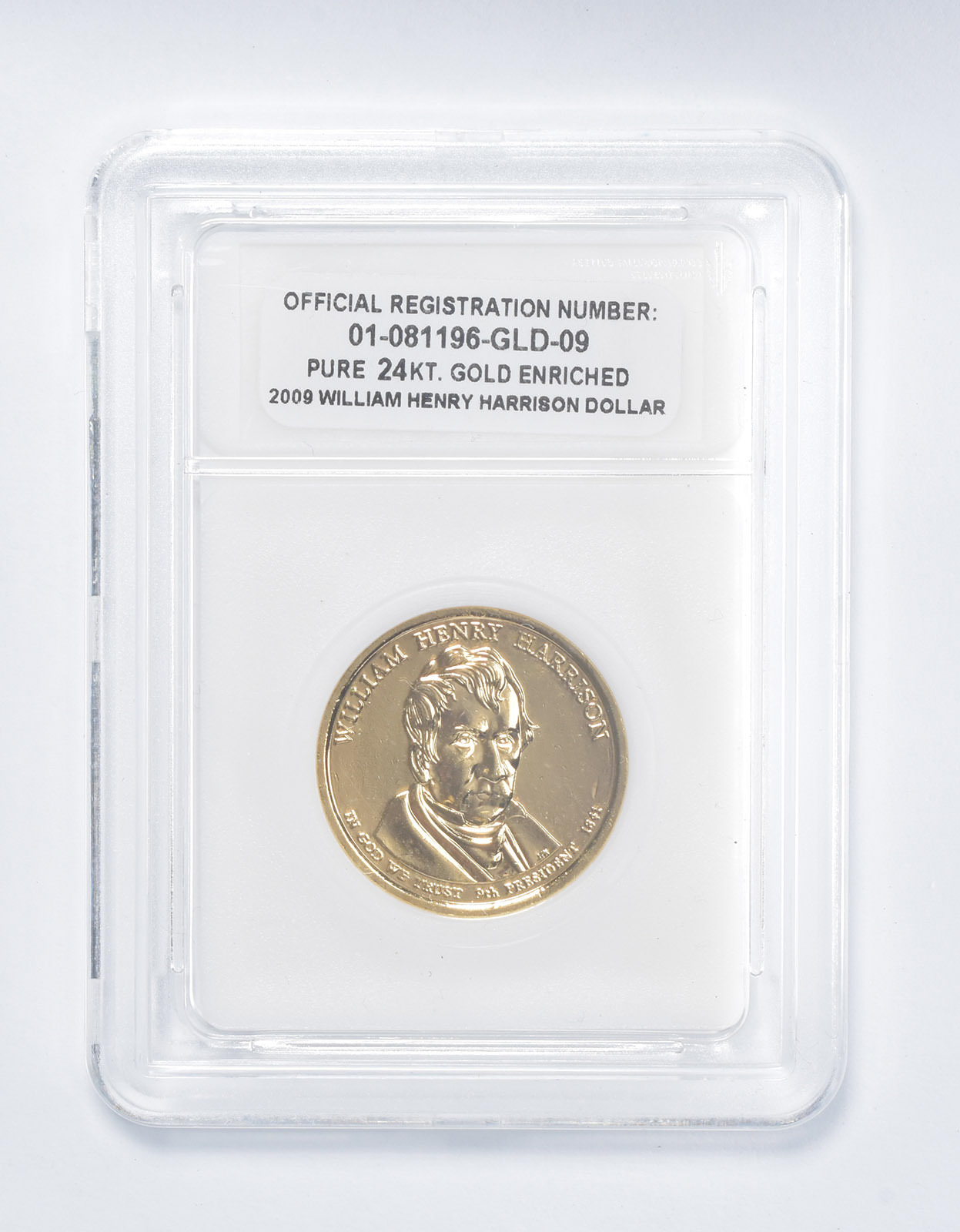 2009 William Henry Harrison Presidential Dollar 24KT Gold Enriched