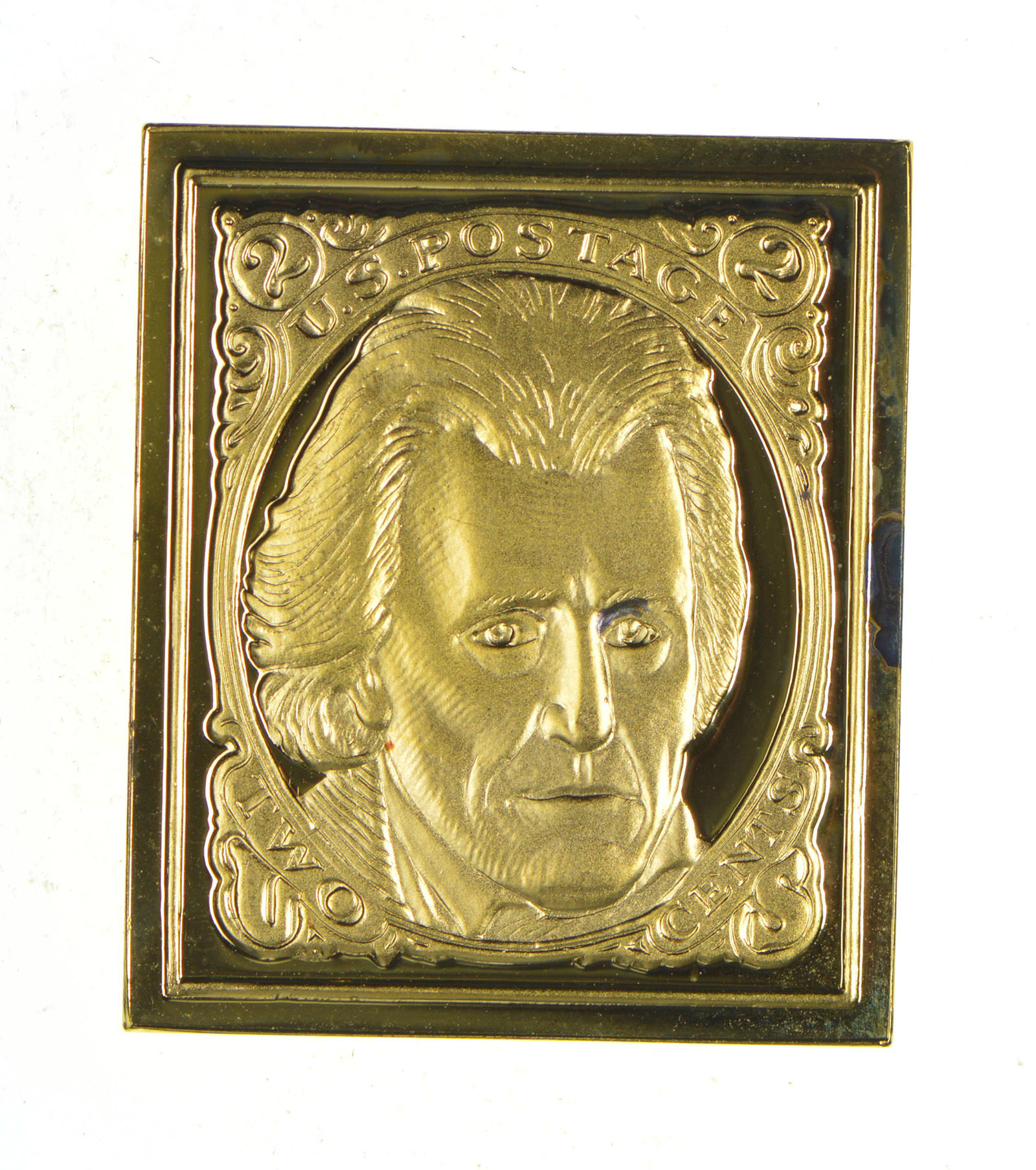 24K Gold Plated SILVER - Jackson "The Black Jack" Postage .925 Sterling Silver Stamp - 10.9 ...