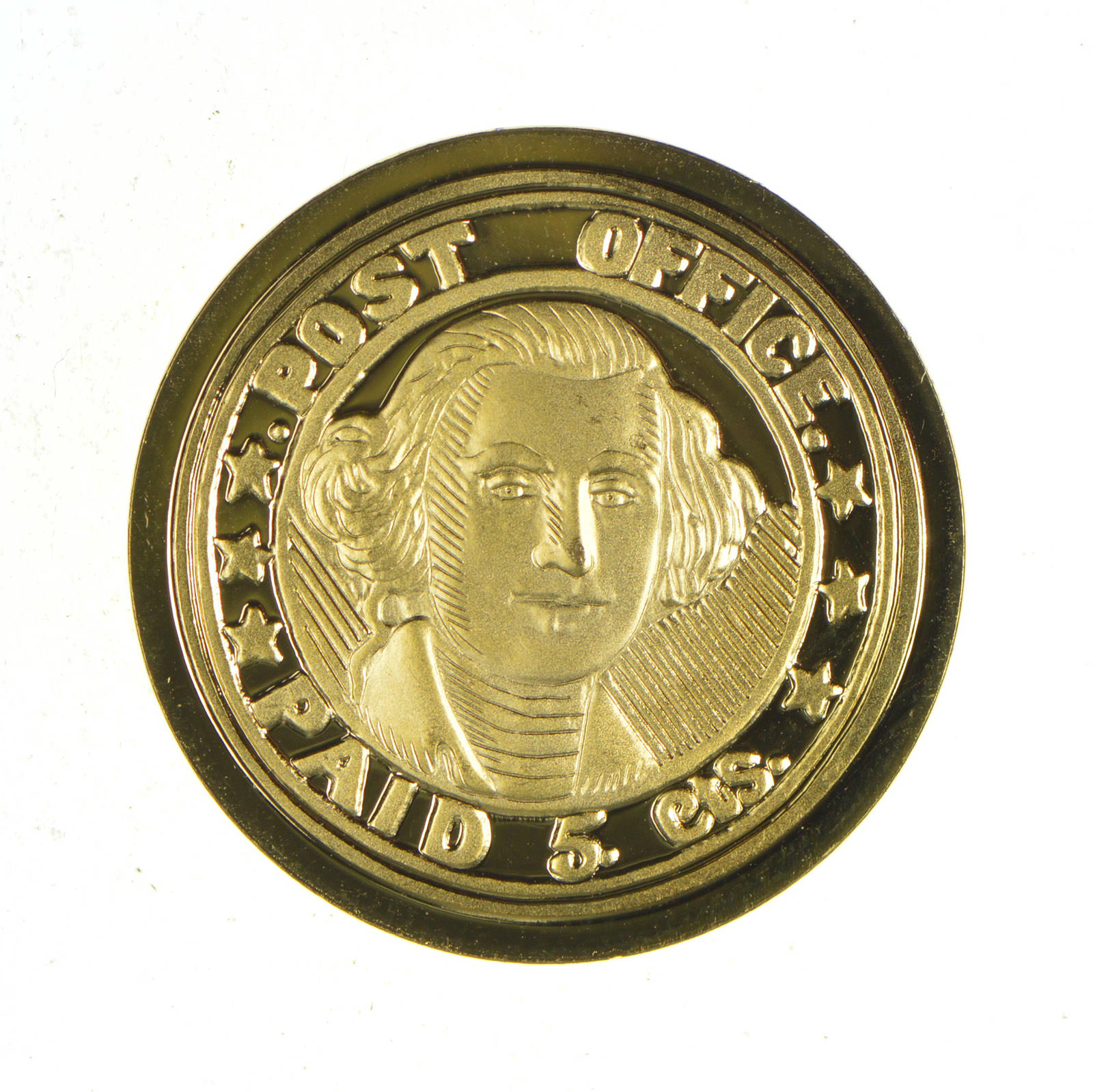 24K Gold Plated SILVER - Postmaster's Prov Printed From Woodcut Postage .925 Sterling Silver ...