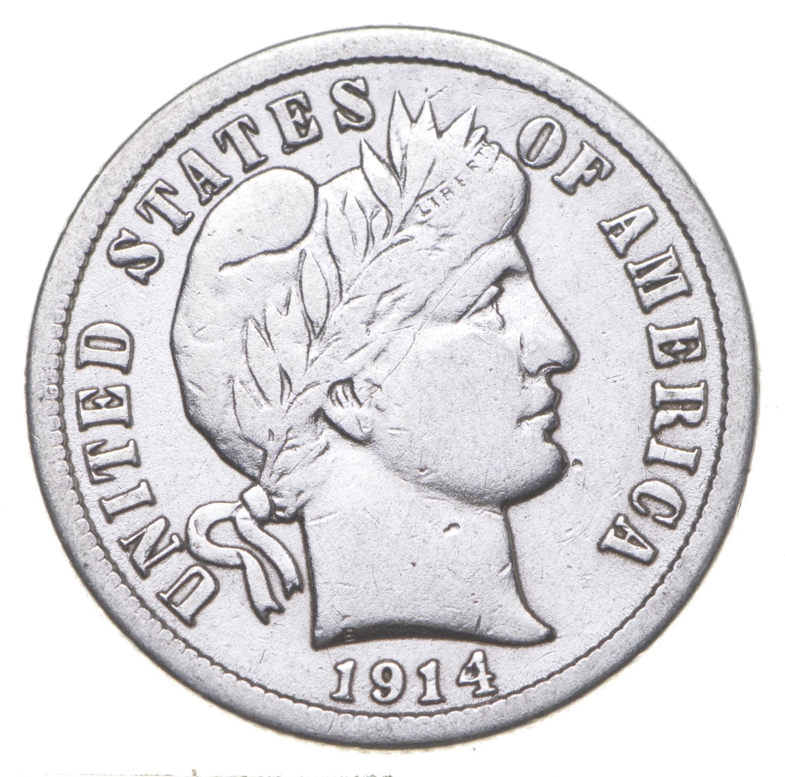 Better 1914 - US Barber Liberty Silver Dime Coin Collection Lot Set ...