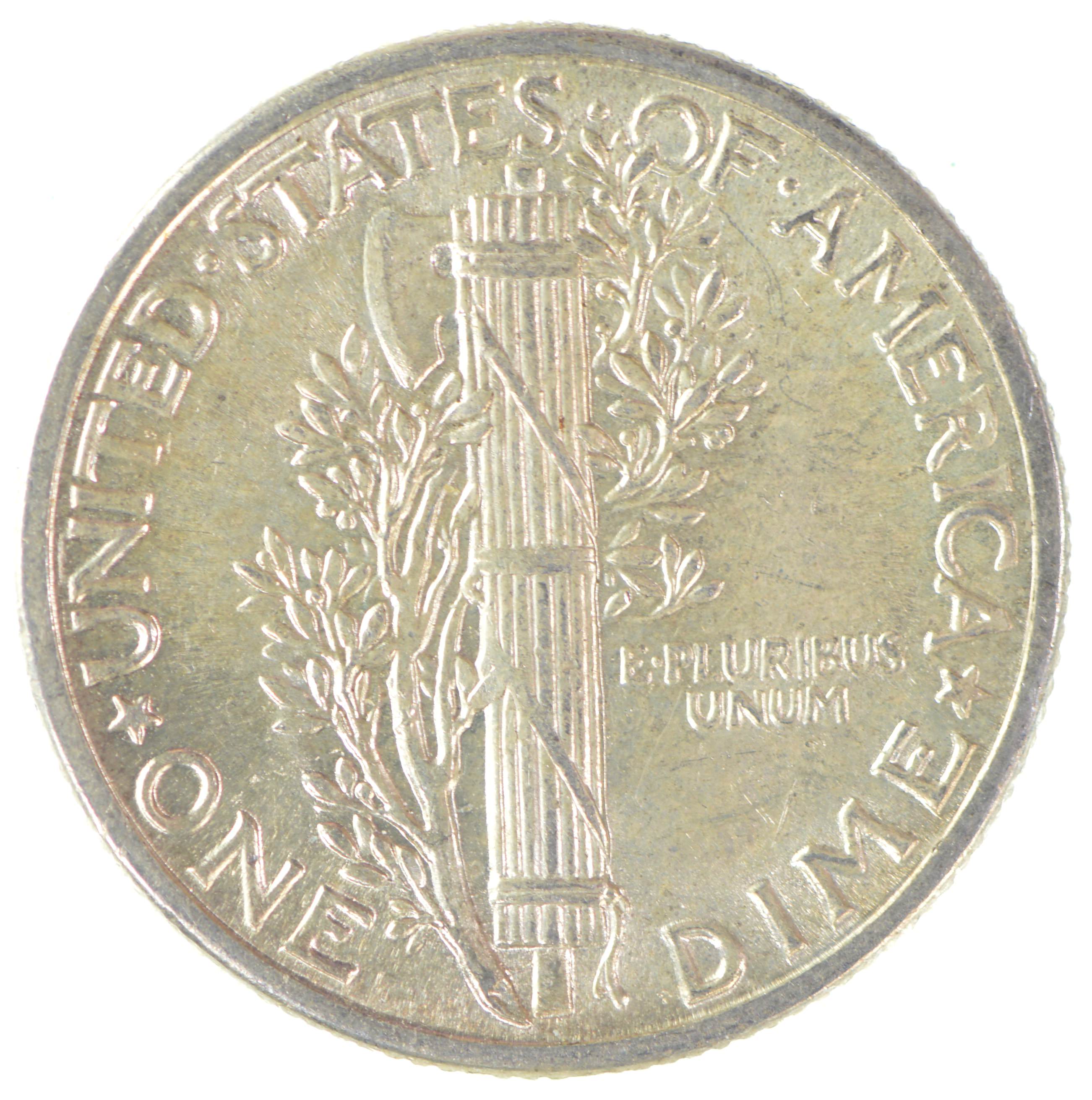 Blast WHITE 1942 Mercury Liberty Dime 90 Silver Stunning In High