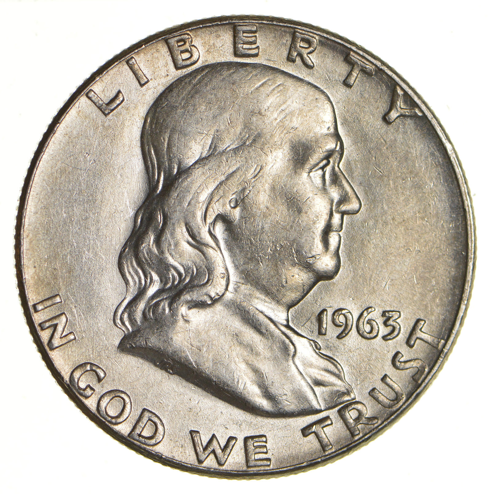 Choice AU Uncirculated 1963 Franklin Half Dollar 90 Silver